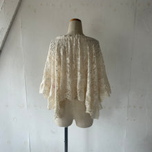 Cargar imagen en el visor de la galería, Cotton Lace Mix Poncho Cape Cardigan & Back Ribbon P/O BL & Wrap SK #1423022