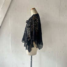 Cargar imagen en el visor de la galería, Cotton Lace Mix Poncho Cape Cardigan & Back Ribbon P/O BL & Wrap SK #1423022