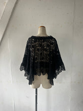 Cargar imagen en el visor de la galería, Cotton Lace Mix Poncho Cape Cardigan & Back Ribbon P/O BL & Wrap SK #1423022