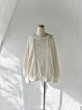 Cargar imagen en el visor de la galería, Cableknit & Pique Striped Jersey Puff Sleeve P/O With Adjust Ribbon #1511003