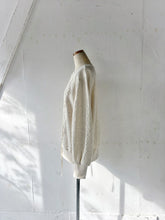 Cargar imagen en el visor de la galería, Cableknit & Pique Striped Jersey Puff Sleeve P/O With Adjust Ribbon #1511003