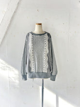 Cargar imagen en el visor de la galería, Cableknit & Pique Striped Jersey Puff Sleeve P/O With Adjust Ribbon #1511003