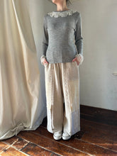 画像をギャラリービューアに読み込む, Tereco Rib Crewneck Eyelash FrillLace Long Sleeves P/O #1431071