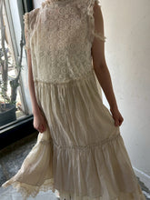 将图片加载到图库查看器,Sheer Tulle Yolk Gather Tiered Front Button Gilet Dress #7523545