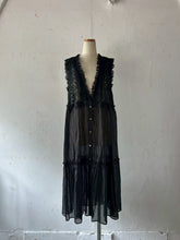 将图片加载到图库查看器,Sheer Tulle Yolk Gather Tiered Front Button Gilet Dress #7523545