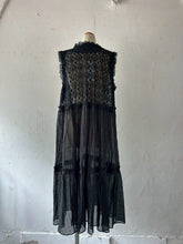 将图片加载到图库查看器,Sheer Tulle Yolk Gather Tiered Front Button Gilet Dress #7523545