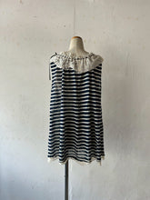 将图片加载到图库查看器,Lace mix frill Collar Lader lace Threaded Wide Ribbon Aline Flare Sleeveless P/O #1521076