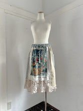 将图片加载到图库查看器,Flower Embroidery Print Linen Canvas Asvmmetry Waist Elastic SK #1513330