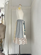 将图片加载到图库查看器,Flower Embroidery Print Linen Canvas Asvmmetry Waist Elastic SK #1513330