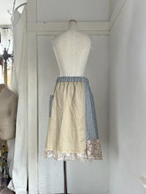 将图片加载到图库查看器,Flower Embroidery Print Linen Canvas Asvmmetry Waist Elastic SK #1513330