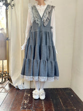 画像をギャラリービューアに読み込む, French terry lace mix V/N jumper dress NEW #1511551
