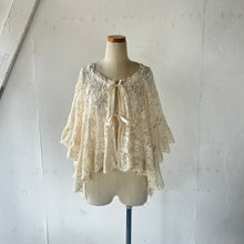 Cargar imagen en el visor de la galería, Cotton Lace Mix Poncho Cape Cardigan &amp; Back Ribbon P/O BL &amp; Wrap SK #1423022
