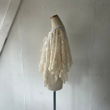 Cargar imagen en el visor de la galería, Cotton Lace Mix Poncho Cape Cardigan &amp; Back Ribbon P/O BL &amp; Wrap SK #1423022
