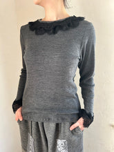 画像をギャラリービューアに読み込む, Tereco Rib Crewneck Eyelash FrillLace Long Sleeves P/O #1431071
