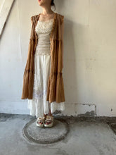 将图片加载到图库查看器，Sheer Tulle Yolk Gather Tiered Front Button Gilet Dress #7523545
