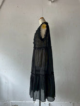 将图片加载到图库查看器，Sheer Tulle Yolk Gather Tiered Front Button Gilet Dress #7523545
