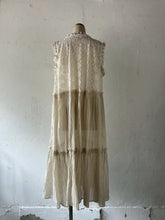 将图片加载到图库查看器，Sheer Tulle Yolk Gather Tiered Front Button Gilet Dress #7523545

