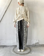 Cargar imagen en el visor de la galería, Cableknit &amp; Pique Striped Jersey Puff Sleeve P/O With Adjust Ribbon #1511003
