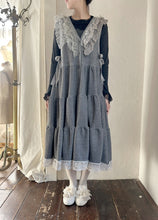 画像をギャラリービューアに読み込む, French terry lace mix V/N jumper dress NEW #1511551
