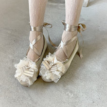 画像をギャラリービューアに読み込む, pleats tape mix lace frill ballet shoes #1415914
